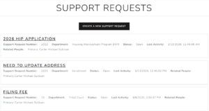 Portal Interface Support Requests